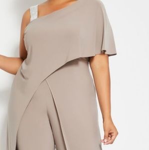 Rhinestone strap overlay jumpsuit